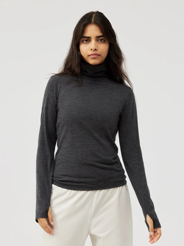 New Products 10 New Products -Kora Fashion Shop W302045 MNW CHR Merino Wool Turtleneck Charcoal 041