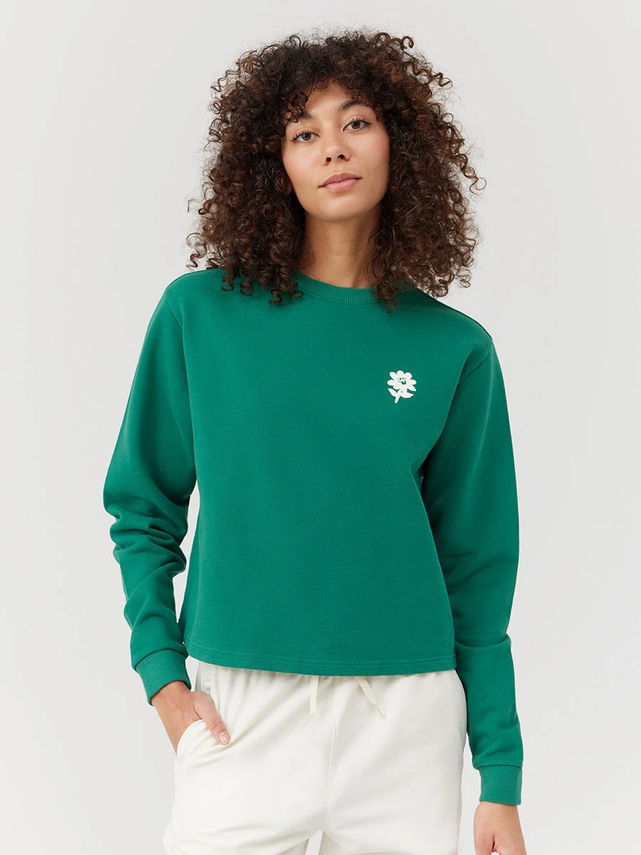 Picking Flowers Cotton Terry Cropped Sweatshirt 2 Picking Flowers Cotton Terry Cropped Sweatshirt - Image 2