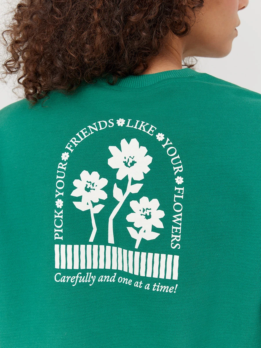 Picking Flowers Cotton Terry Cropped Sweatshirt 1 Picking Flowers Cotton Terry Cropped Sweatshirt